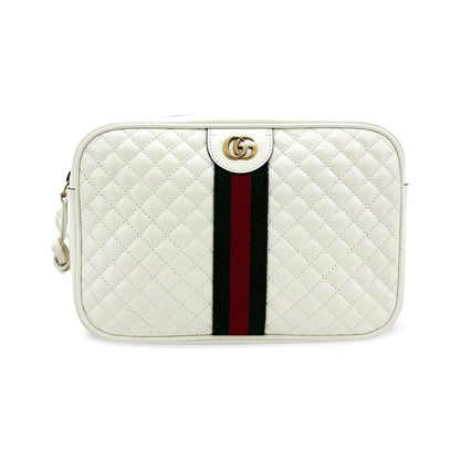 Gucci Trapuntata Camera Quilted Leather, White, Leather, Handbag