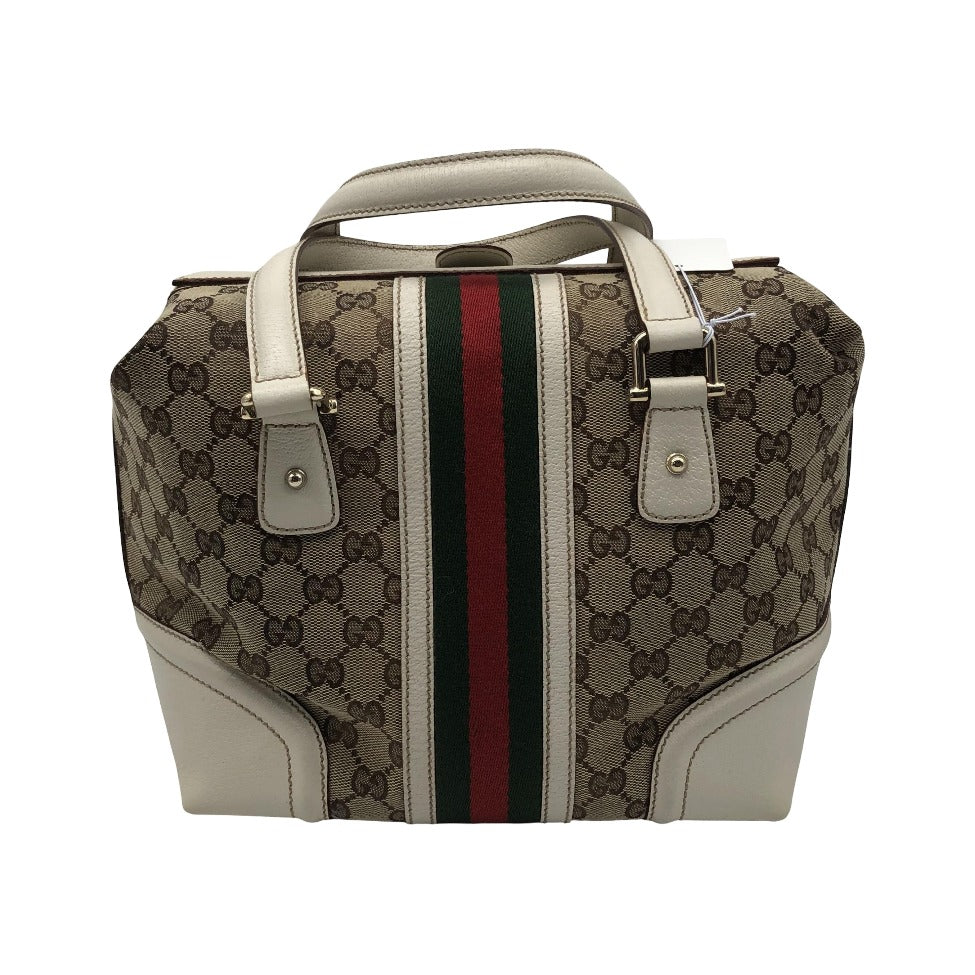 Gucci Treasure Boston GG Canvas and leather, Beige, Canvas, Handbag