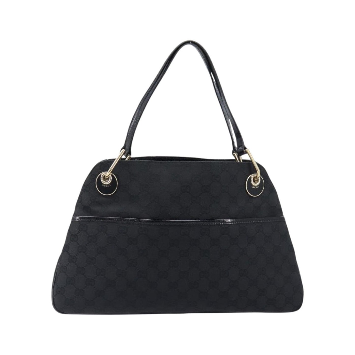 Gucci Twins Tote GG Canvas with Leather, Black, Canvas, Tote Bag