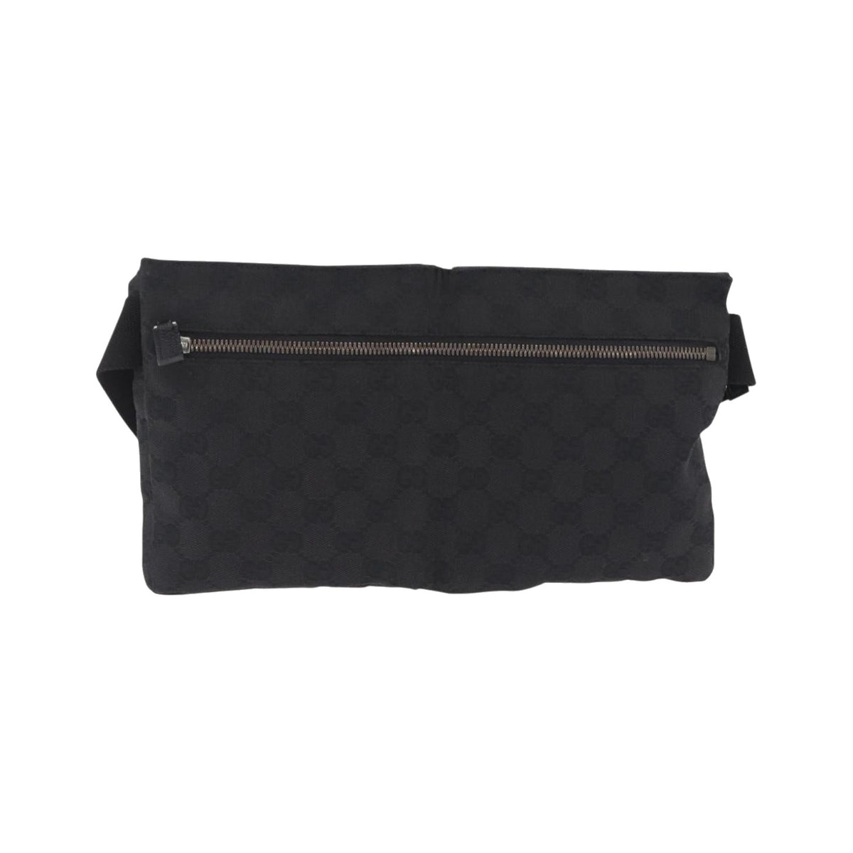 Gucci Two Pocket Belt Bag GG Canvas, Black, Canvas, Handbag