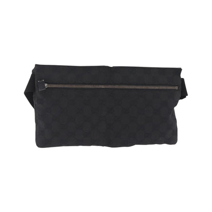 Gucci Two Pocket Belt Bag GG Canvas, Black, Canvas, Handbag