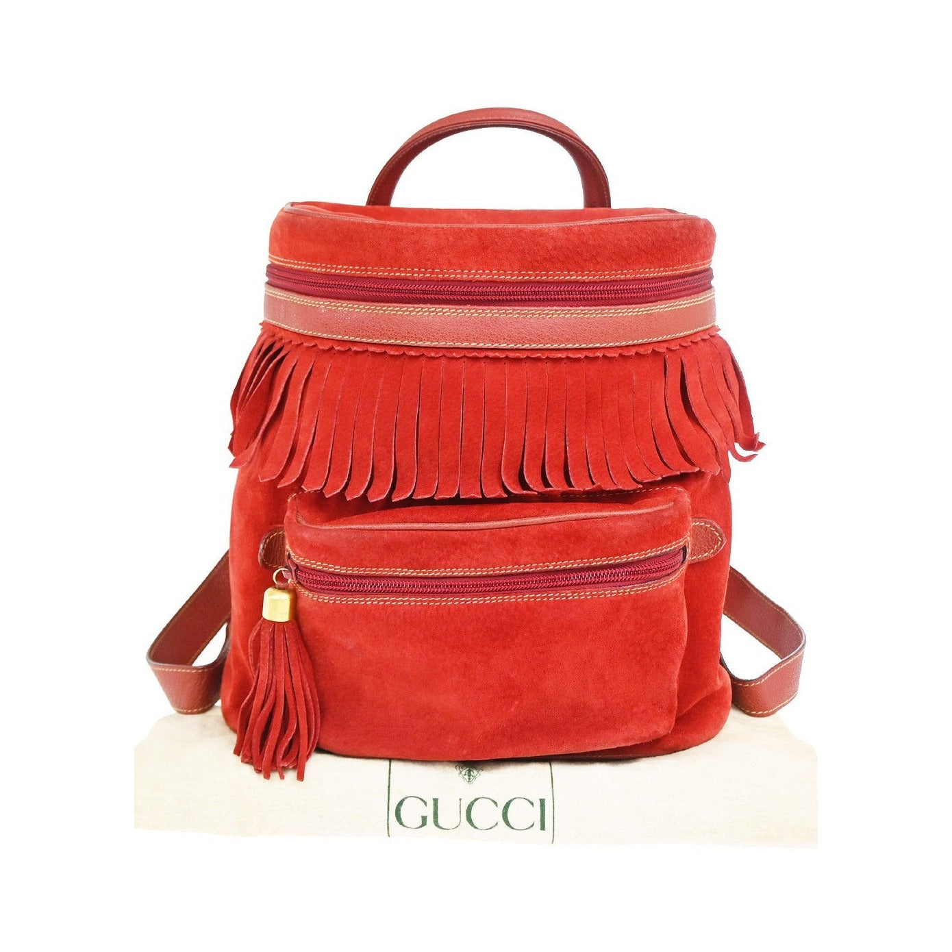 Gucci Vintage Backpack Suede, Red, Suede, Backpack