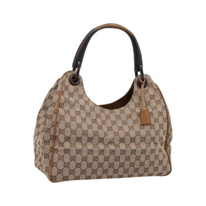 Gucci Vintage Bamboo Handle GG Canvas, Beige, Canvas, Tote Bag