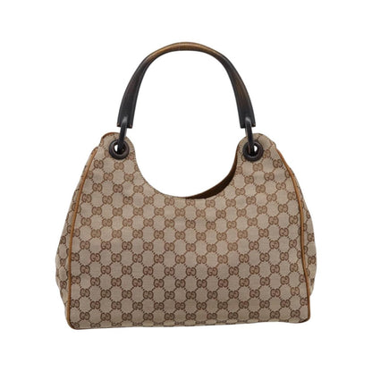 Gucci Vintage Bamboo Handle GG Canvas, Beige, Canvas, Tote Bag
