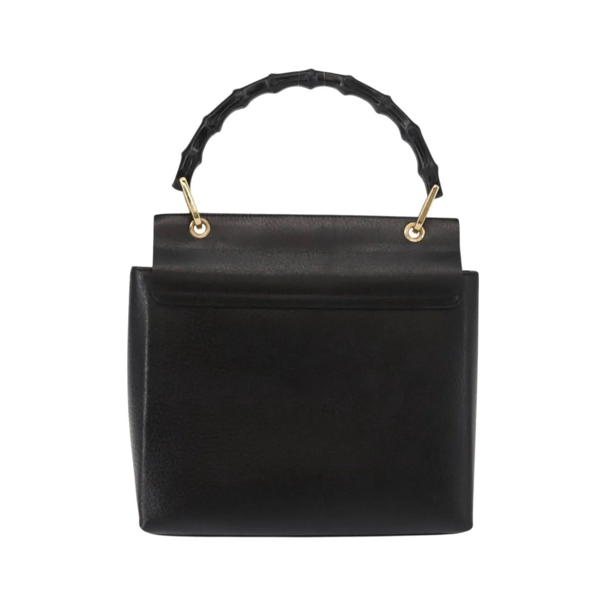 Gucci Vintage Bamboo Handle Leather, Black, Leather, Handbag
