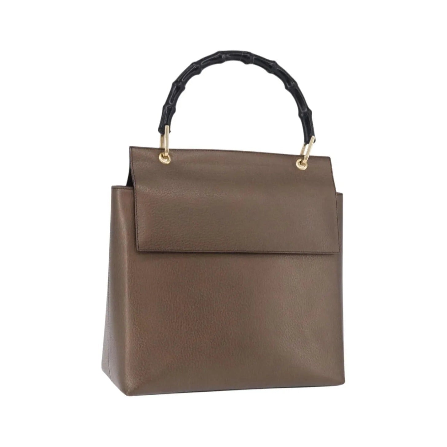 Gucci Vintage Bamboo Handle Leather, Brown, Leather, Handbag