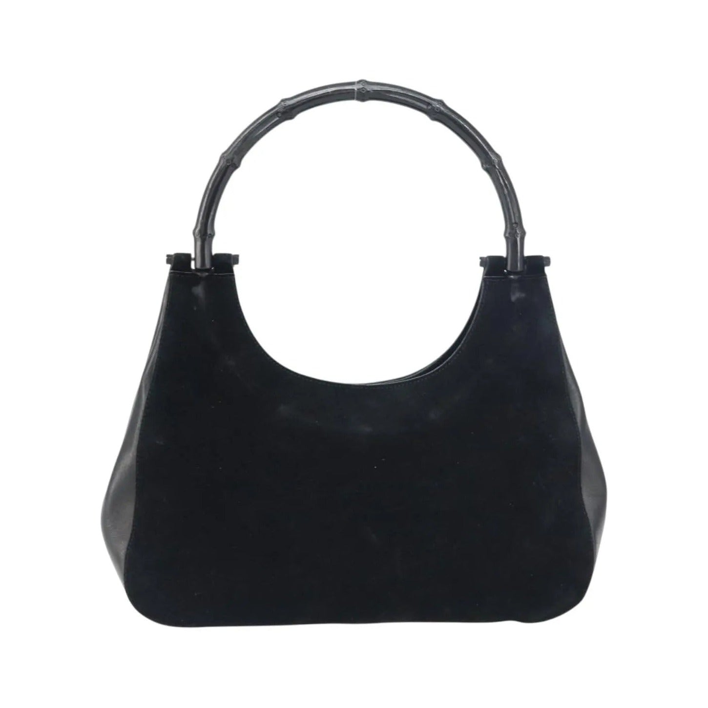 Gucci Vintage Bamboo Handle Suede, Black, Suede, Handbag