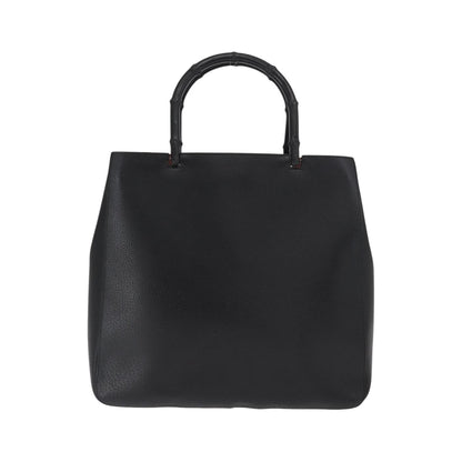 Gucci Vintage Bamboo Handle Tote Leather, Black, Leather, Tote Bag