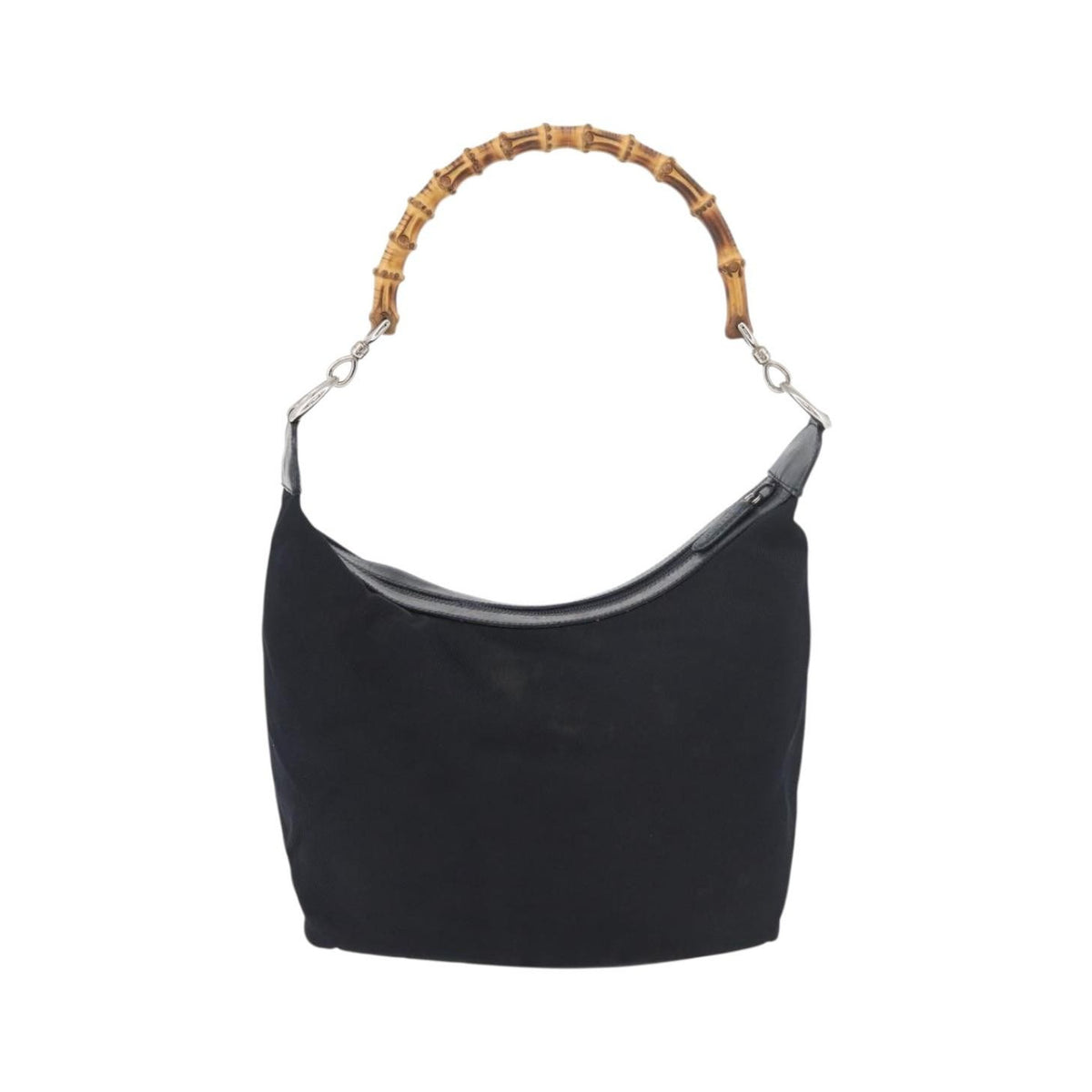 Gucci Vintage Bamboo Hobo Nylon, Navy, Nylon, Shoulder Bag