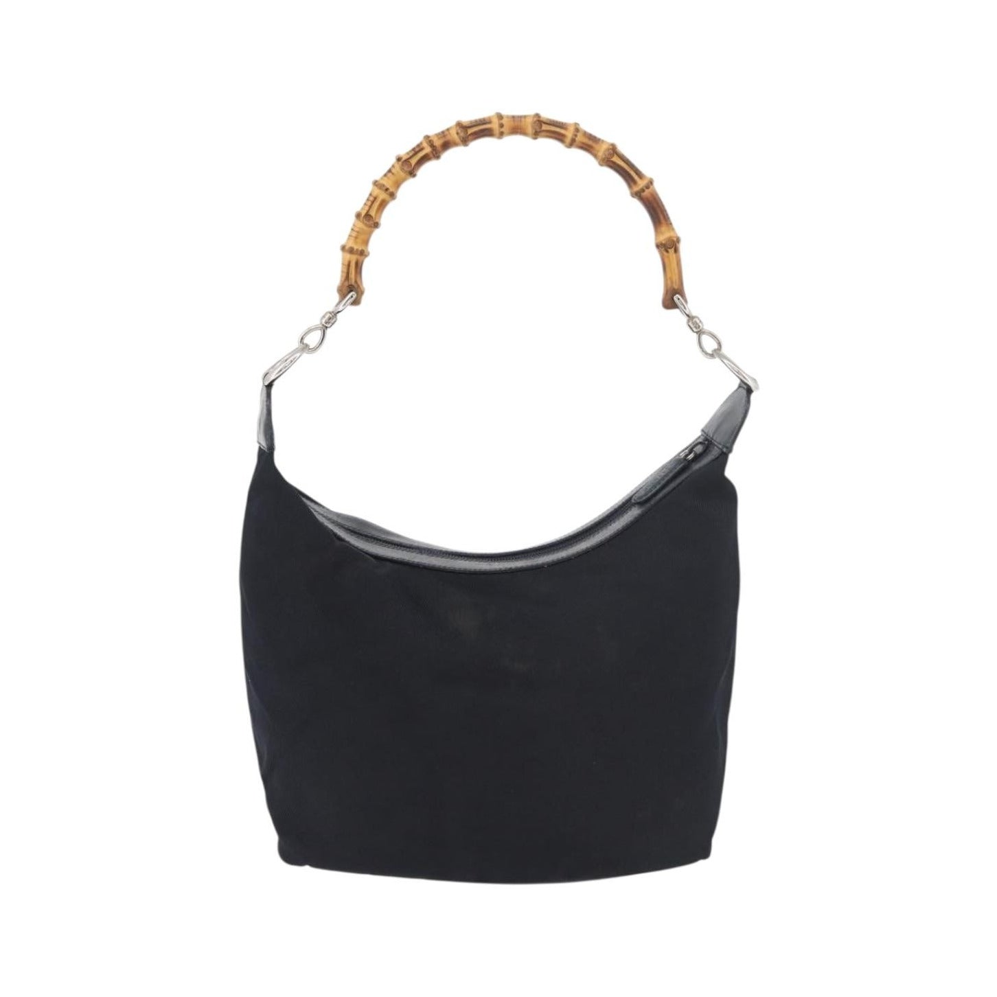 Gucci Vintage Bamboo Hobo Nylon, Navy, Nylon, Shoulder Bag