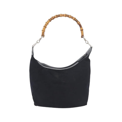 Gucci Vintage Bamboo Hobo Nylon, Navy, Nylon, Shoulder Bag