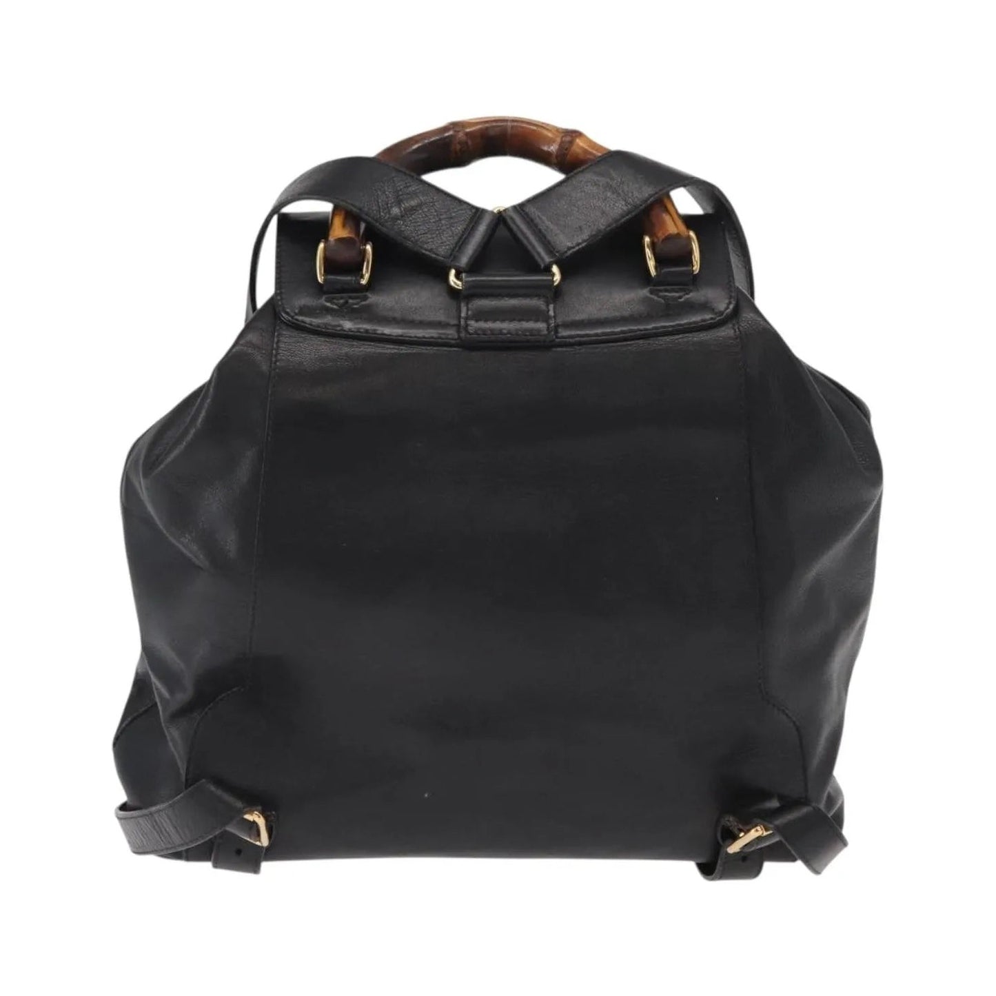 Gucci Vintage Bamboo Leather, Black, Leather, Backpack