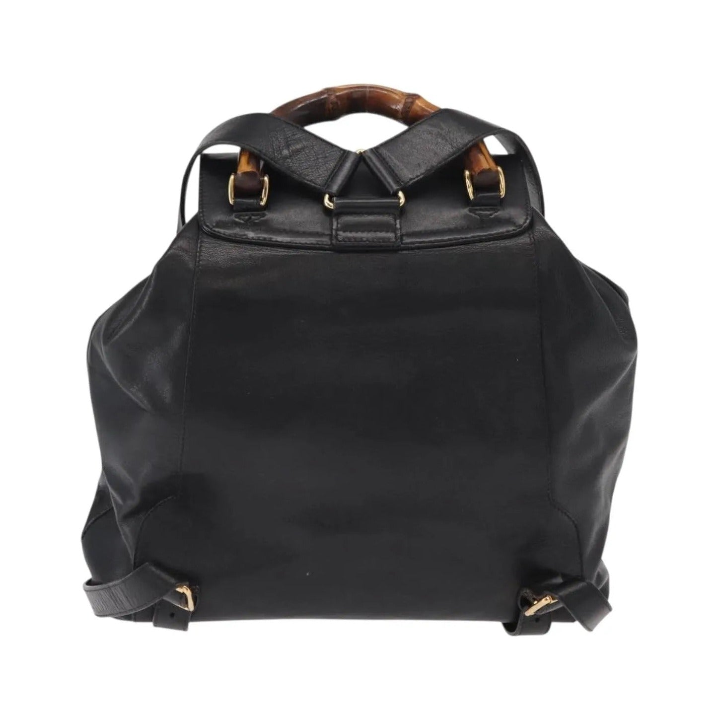 Gucci Vintage Bamboo Leather, Black, Leather, Backpack
