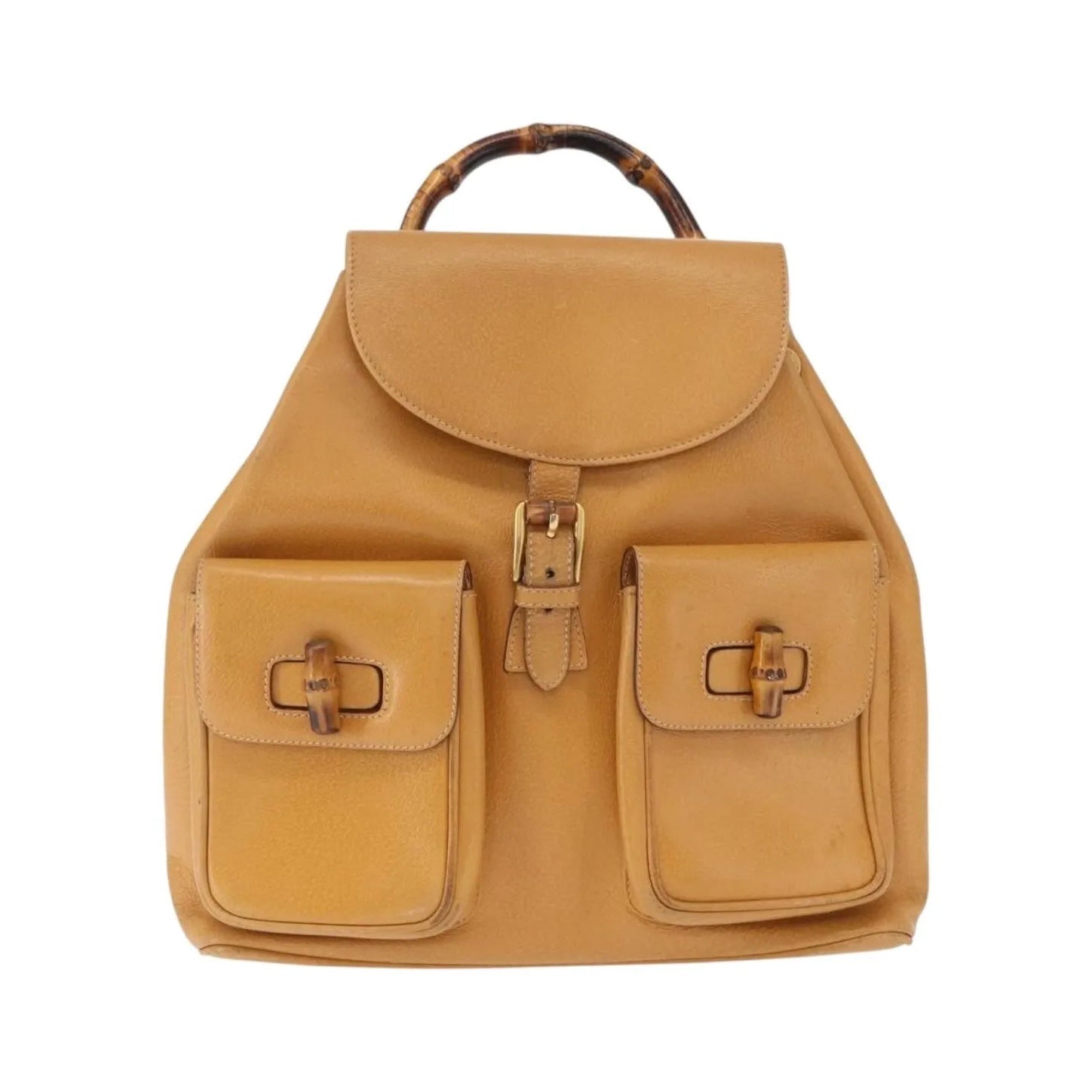 Gucci Vintage Bamboo Leather, Brown, Leather, Backpack