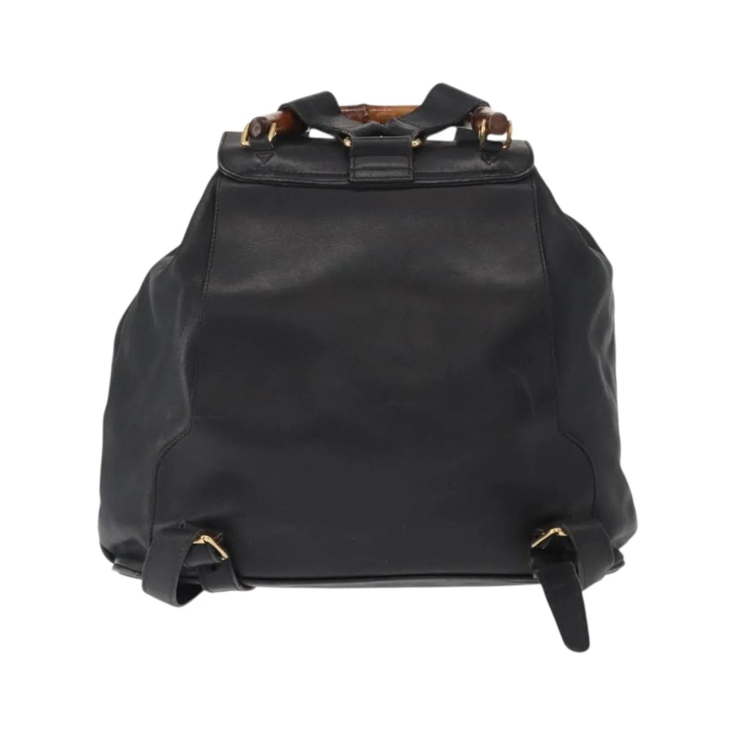 Gucci Vintage Bamboo Leather, Black, Leather, Backpack