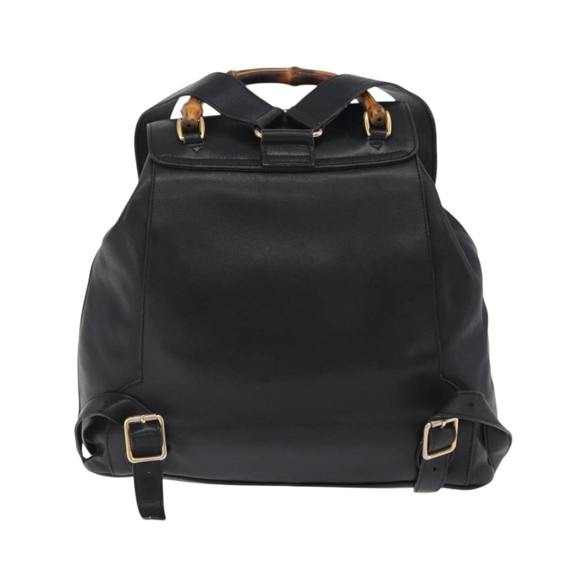 Gucci Vintage Bamboo Leather, Black, Leather, Backpack