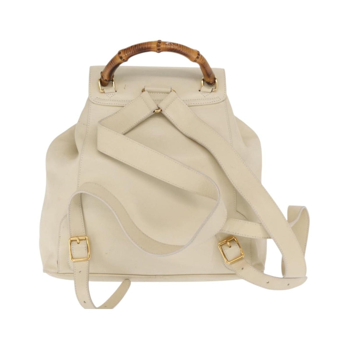 Gucci Vintage Bamboo Leather, Gold, Leather, Backpack
