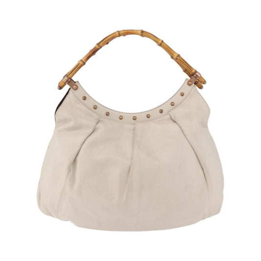 Gucci Vintage Bamboo Shoulder Leather, Beige, Leather, Handbag