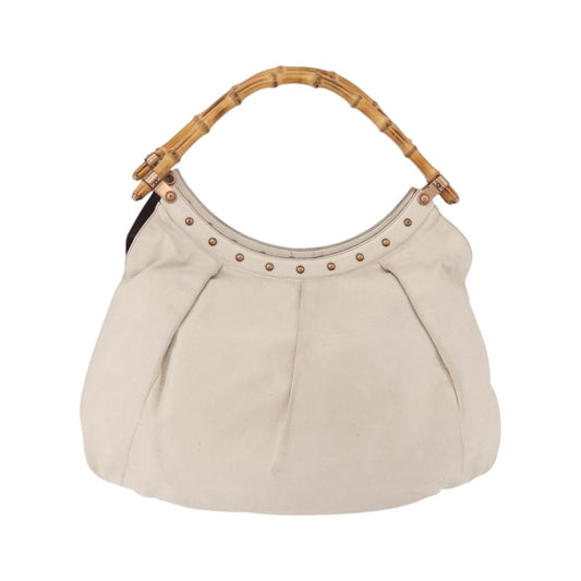 Gucci Vintage Bamboo Shoulder Leather, Beige, Leather, Handbag