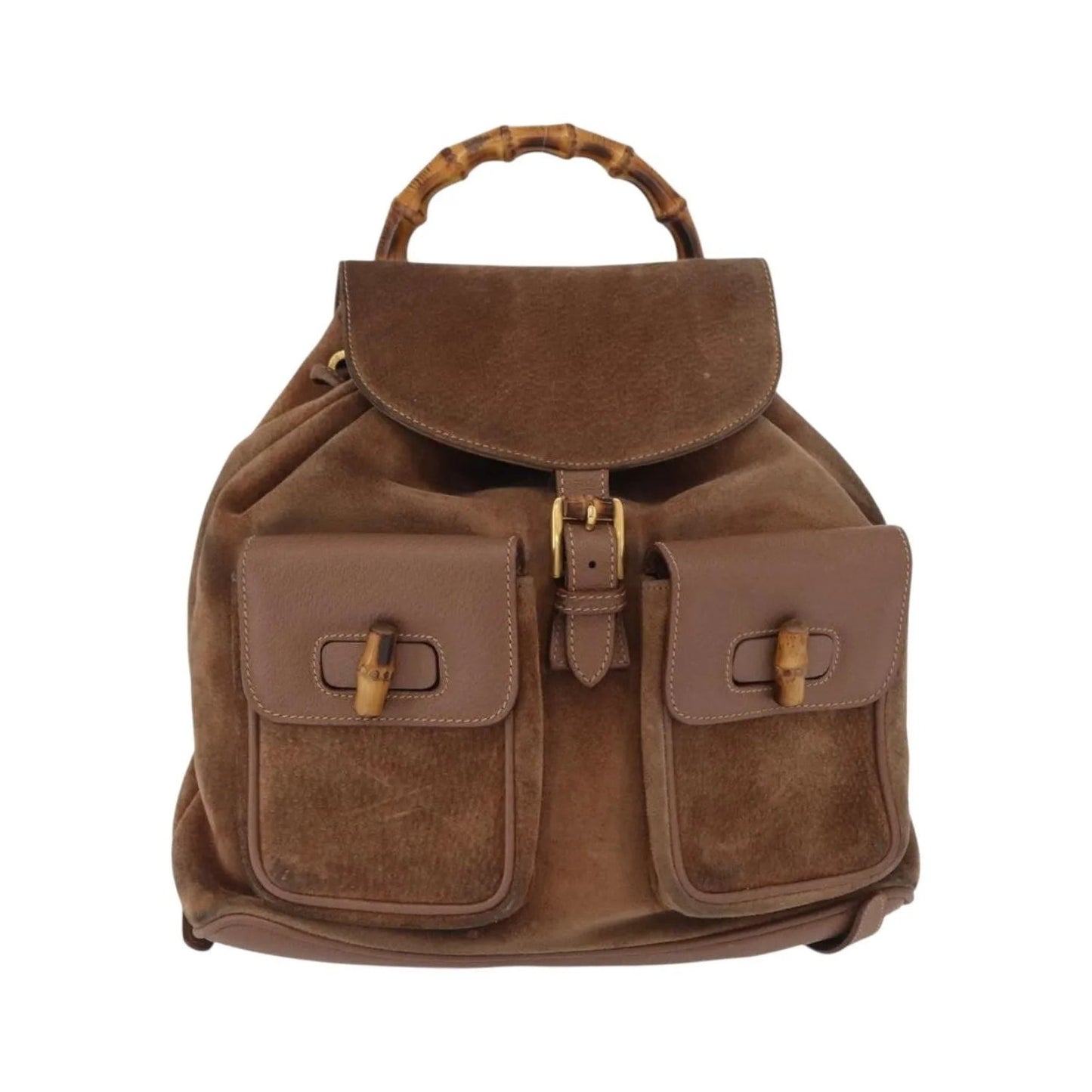 Gucci Vintage Bamboo Suede, Brown, Suede, Backpack