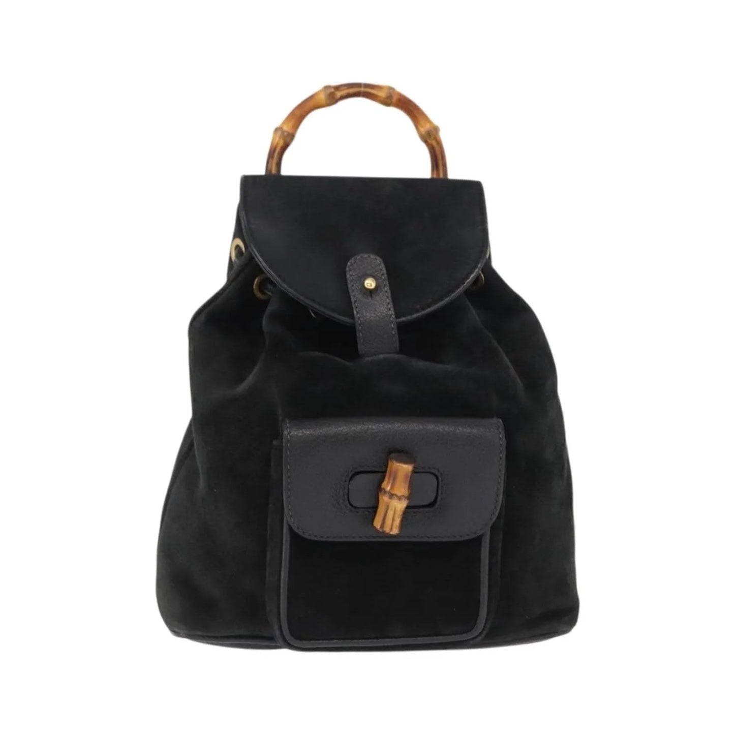 Gucci Vintage Bamboo Suede, Black, Suede, Backpack