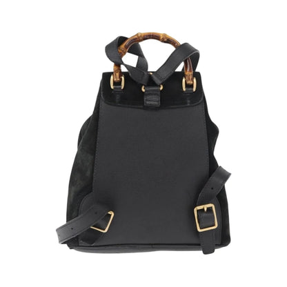 Gucci Vintage Bamboo Suede, Black, Suede, Backpack