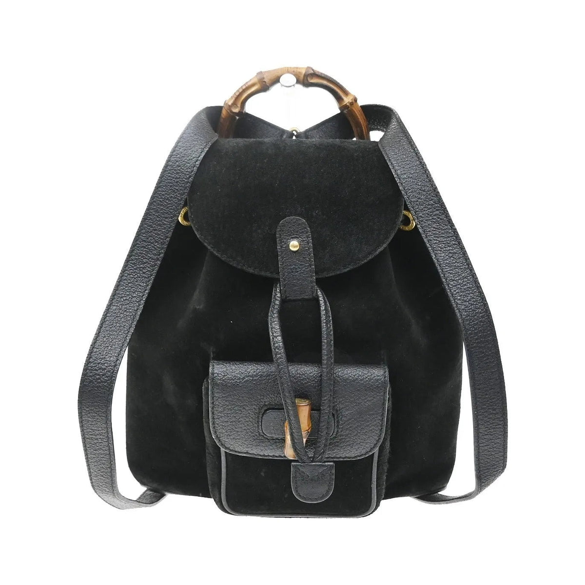 Gucci Vintage Bamboo Suede, Black, Suede, Backpack