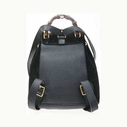 Gucci Vintage Bamboo Suede, Black, Suede, Backpack