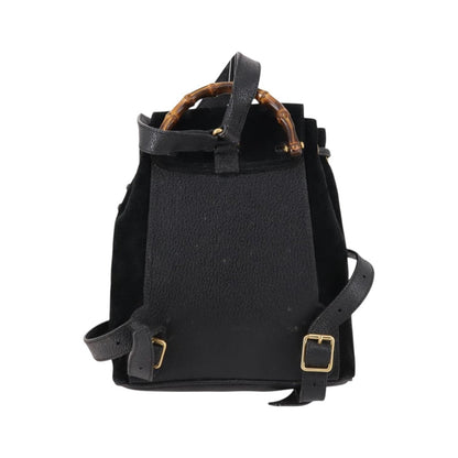 Gucci Vintage Bamboo Suede, Black, Suede, Backpack