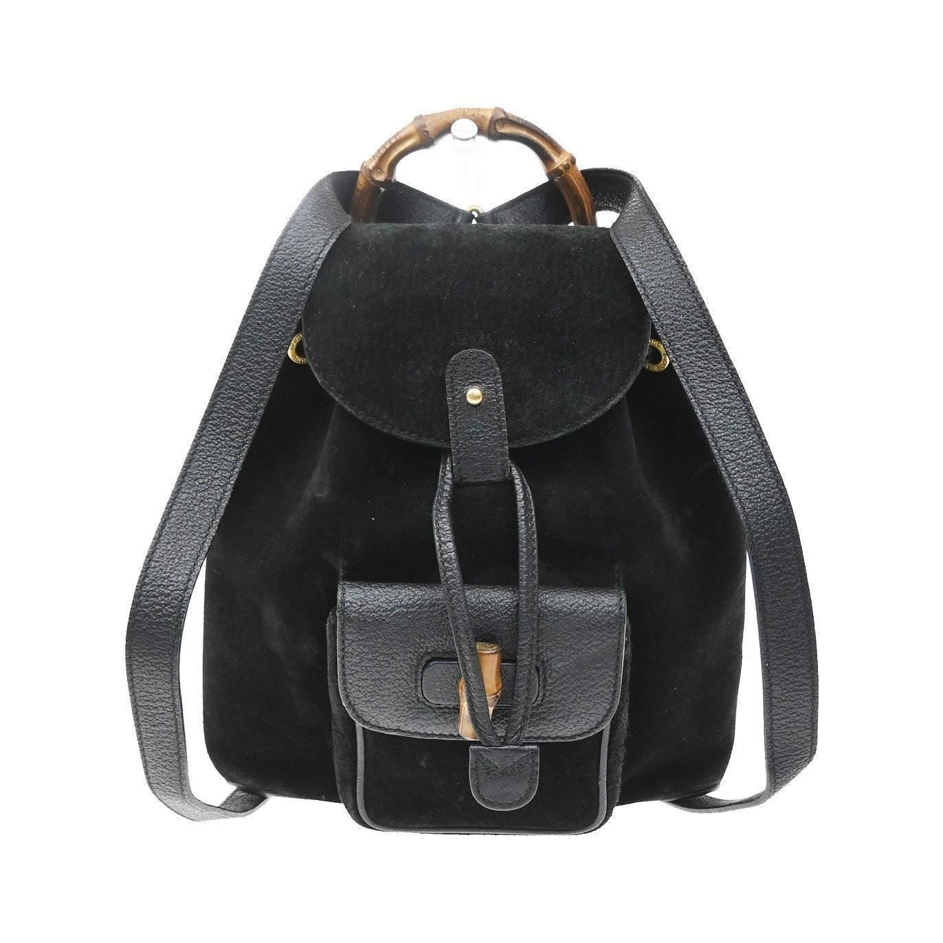Gucci Vintage Bamboo Suede, Black, Suede, Backpack