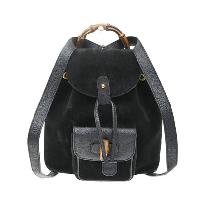 Gucci Vintage Bamboo Suede, Black, Suede, Backpack
