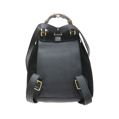Gucci Vintage Bamboo Suede, Black, Suede, Backpack