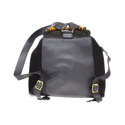 Gucci Vintage Bamboo Suede, Black, Suede, Backpack