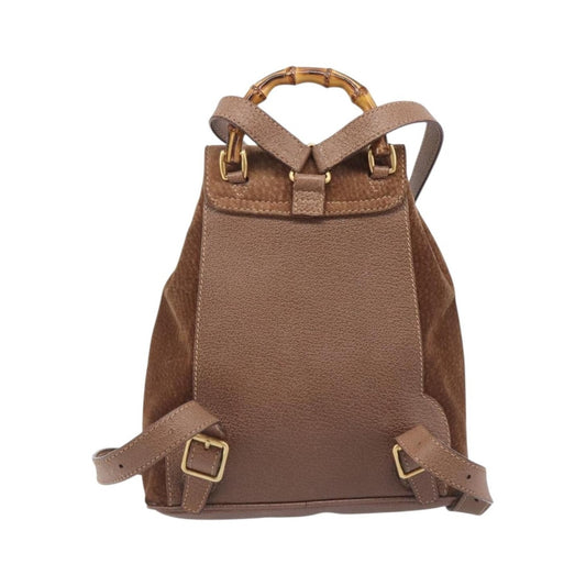Gucci Vintage Bamboo Suede, Brown, Suede, Backpack