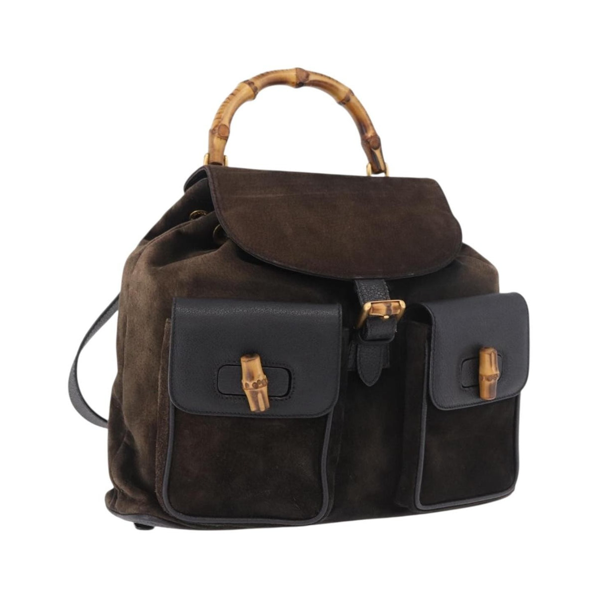 Gucci Vintage Bamboo Suede, Brown, Suede, Backpack