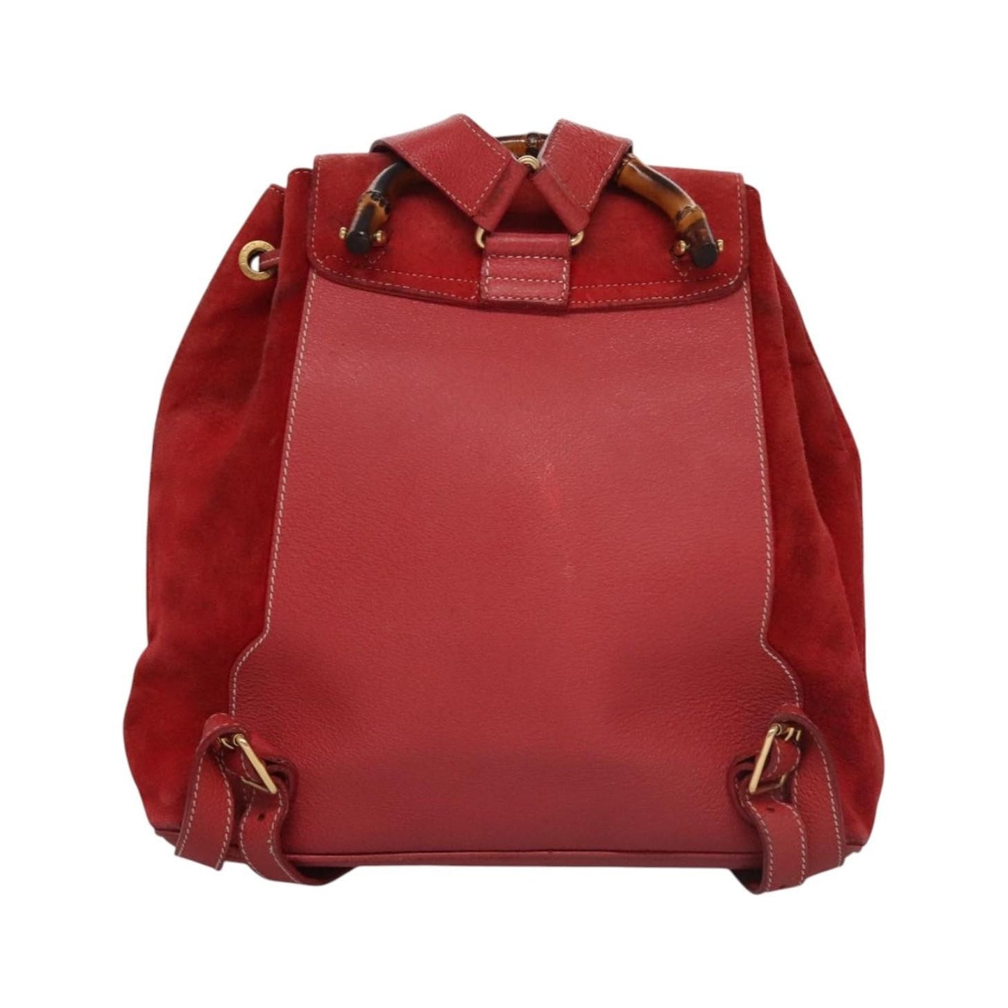 Gucci Vintage Bamboo Suede and Leather, Red, Suede, Backpack