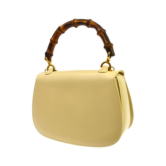 Gucci Vintage Bamboo Top Handle Leather, Beige, Leather, Handbag