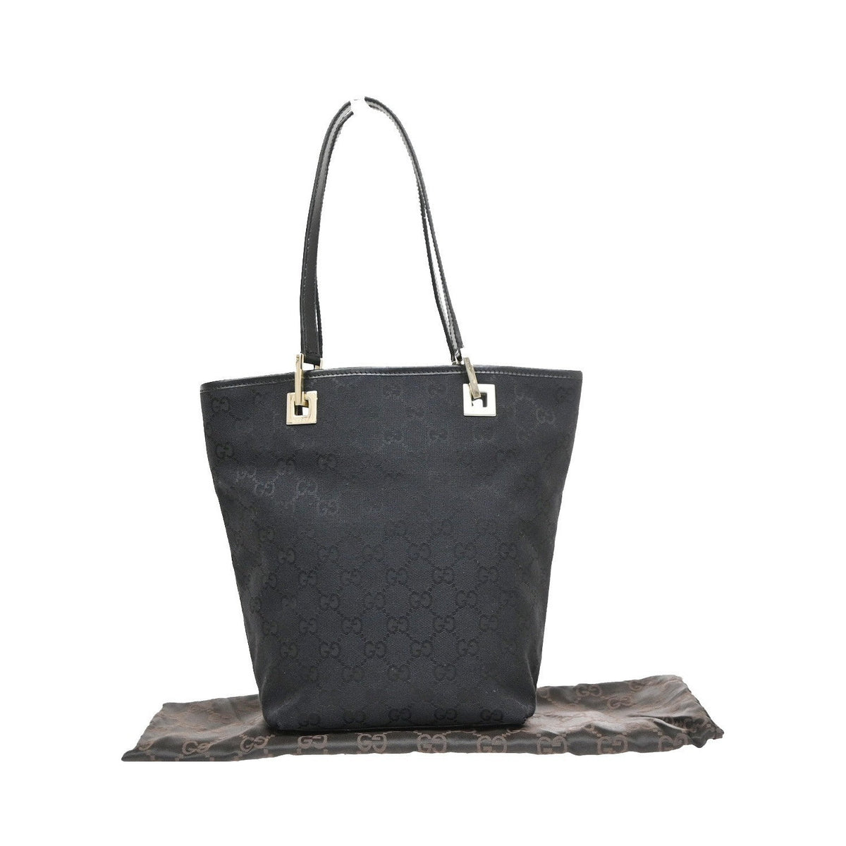 Gucci Vintage Bucket Shopping GG Canvas, Black, Canvas, Tote Bag