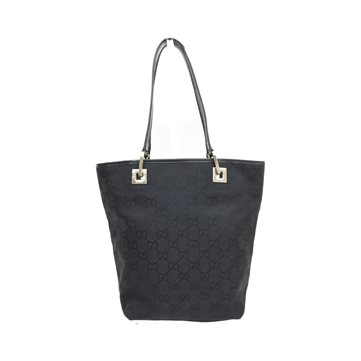 Gucci Vintage Bucket Shopping GG Canvas, Black, Canvas, Tote Bag