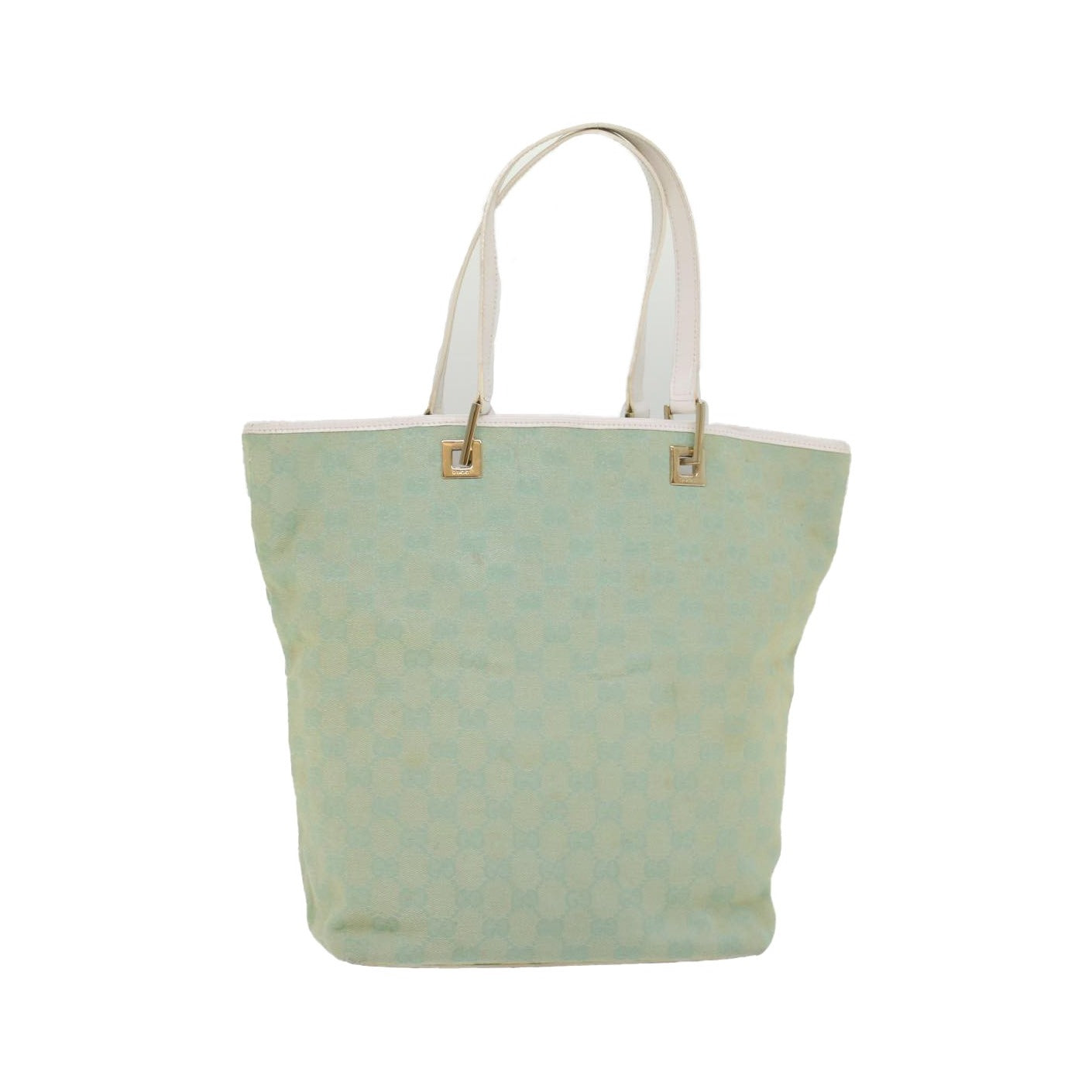Gucci Vintage Bucket Shopping Tote GG Canvas and leather, Blue, Canvas, Tote Bag