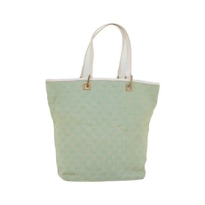 Gucci Vintage Bucket Shopping Tote GG Canvas and leather, Blue, Canvas, Tote Bag