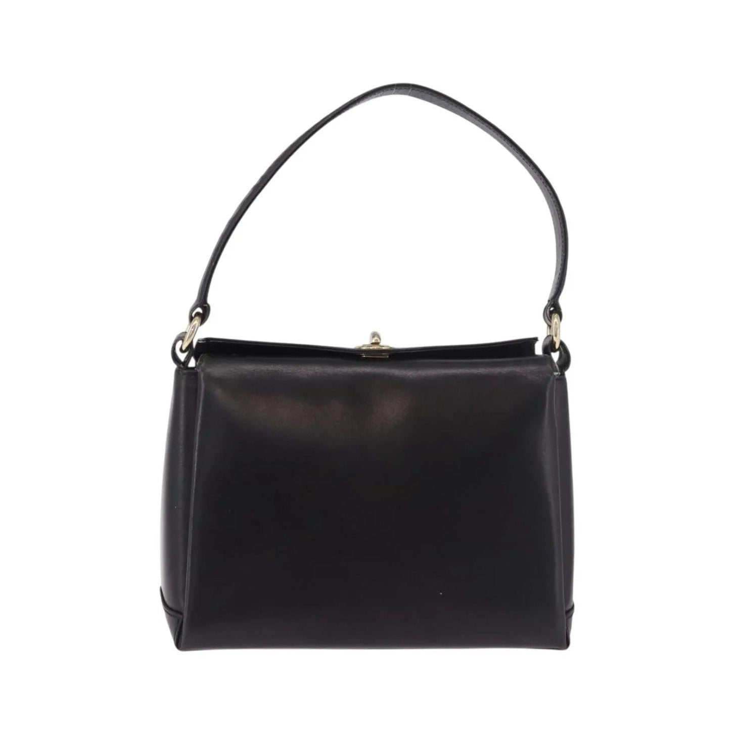 Gucci Vintage Convertible Bamboo Box Leather, Black, Leather, Handbag