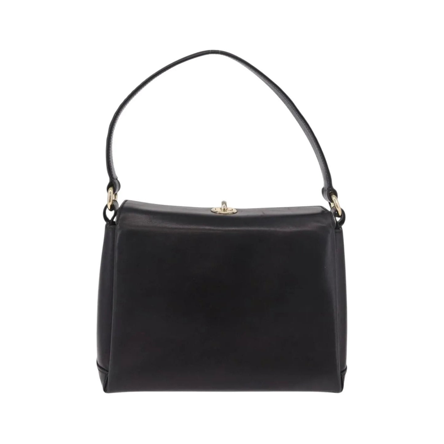 Gucci Vintage Convertible Bamboo Box Leather, Black, Leather, Handbag