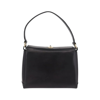 Gucci Vintage Convertible Bamboo Box Leather, Black, Leather, Handbag