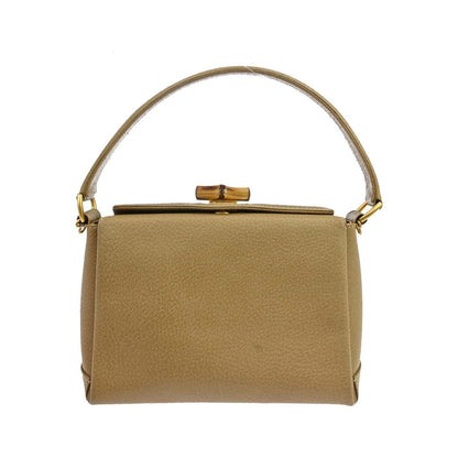 Gucci Vintage Convertible Bamboo Box Leather, Beige, Leather, Crossbody Bag