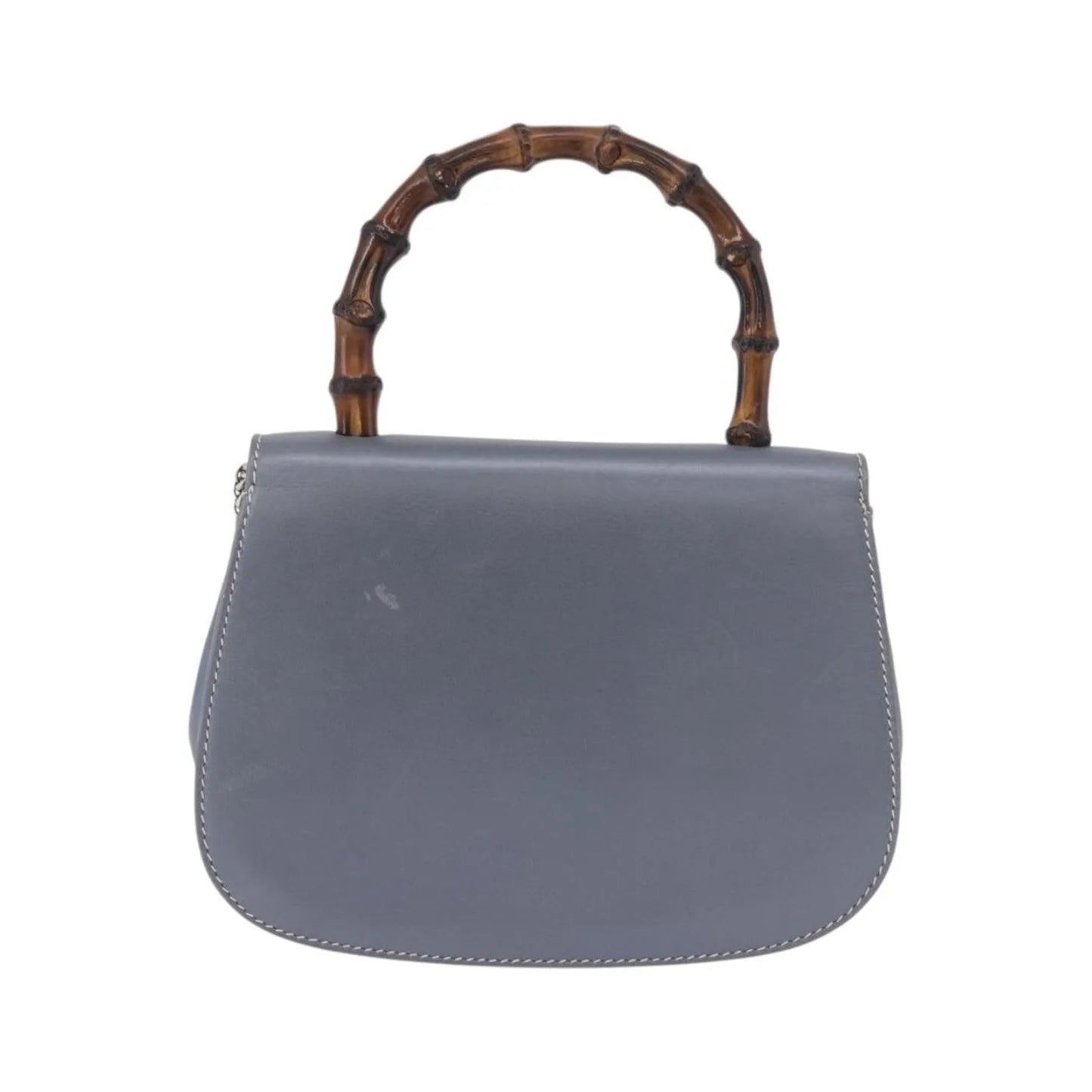Gucci Vintage Convertible Bamboo Top Handle Leather, Blue, Leather, Handbag