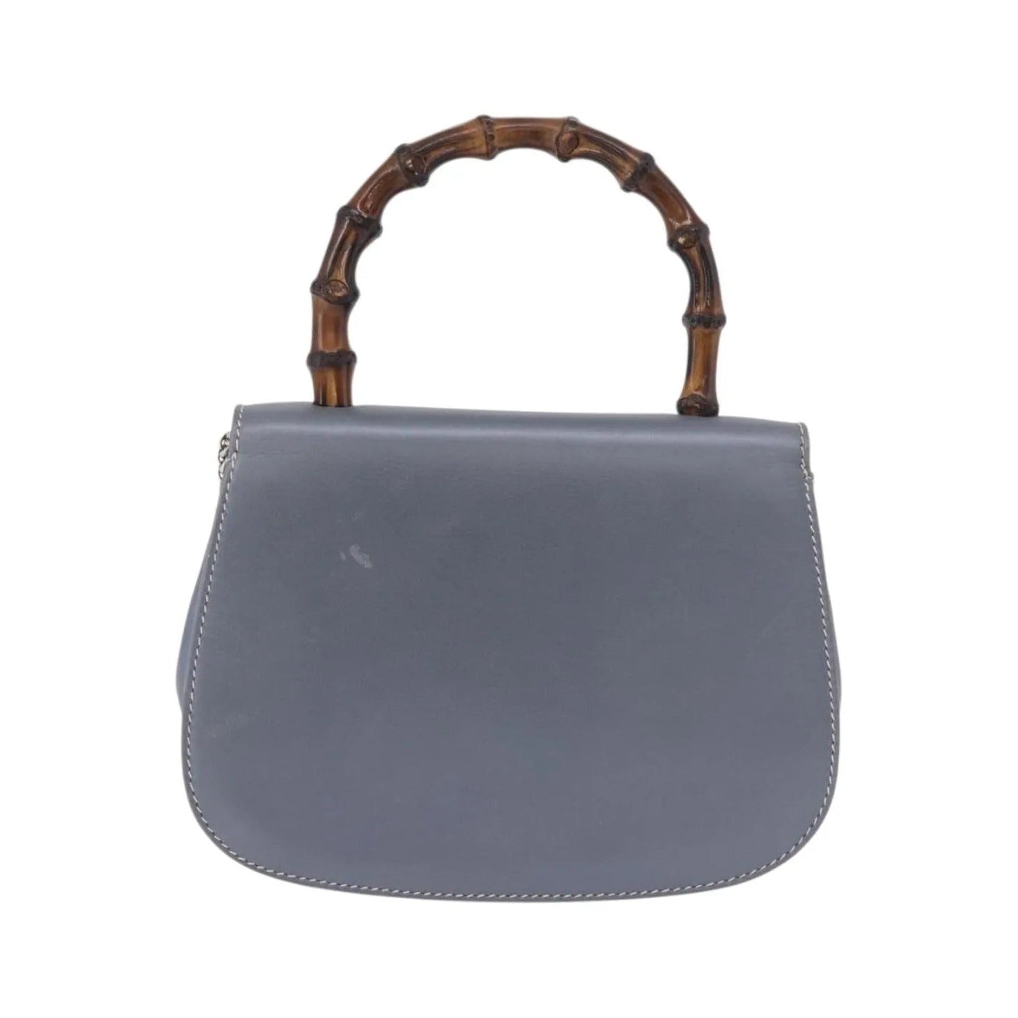 Gucci Vintage Convertible Bamboo Top Handle Leather, Blue, Leather, Handbag