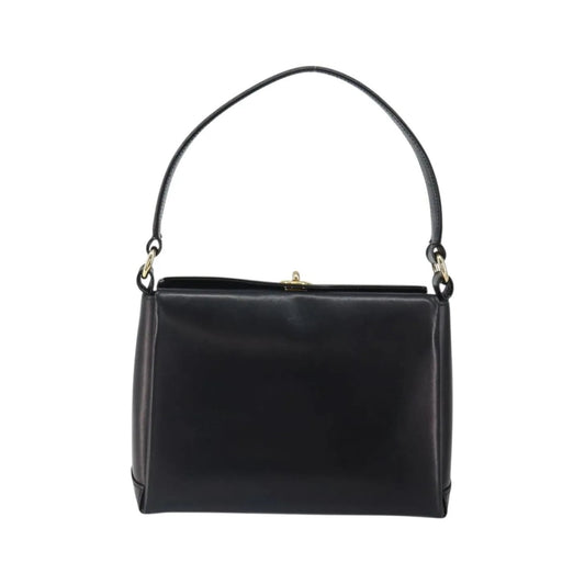 Gucci Vintage Convertible Box Leather, Black, Leather, Handbag