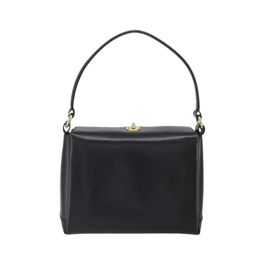 Gucci Vintage Convertible Box Leather, Black, Leather, Handbag