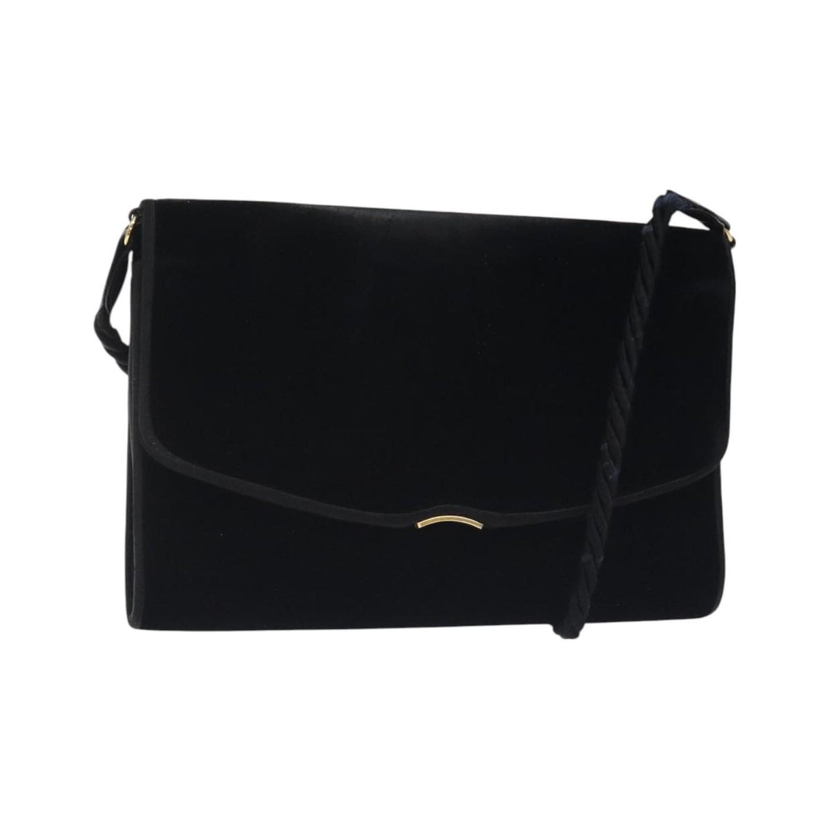 Gucci Vintage Flap Velvet, Black, Velvet, Shoulder Bag
